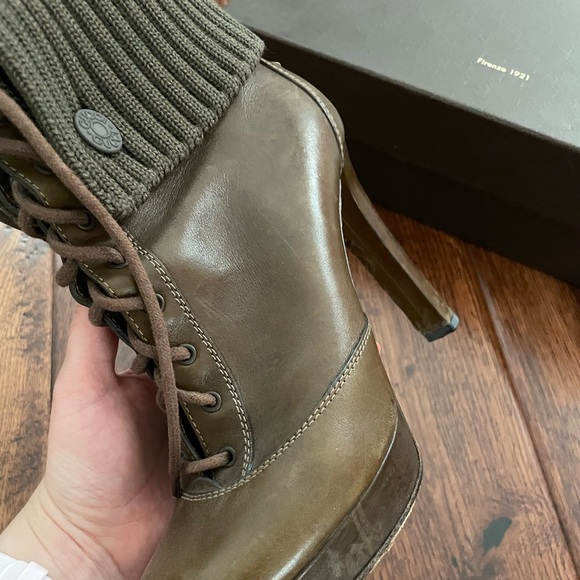 Gucci 2012 Brown Angeo Lace Up Heeled Bootie - Size 38 - Picture 14 of 16